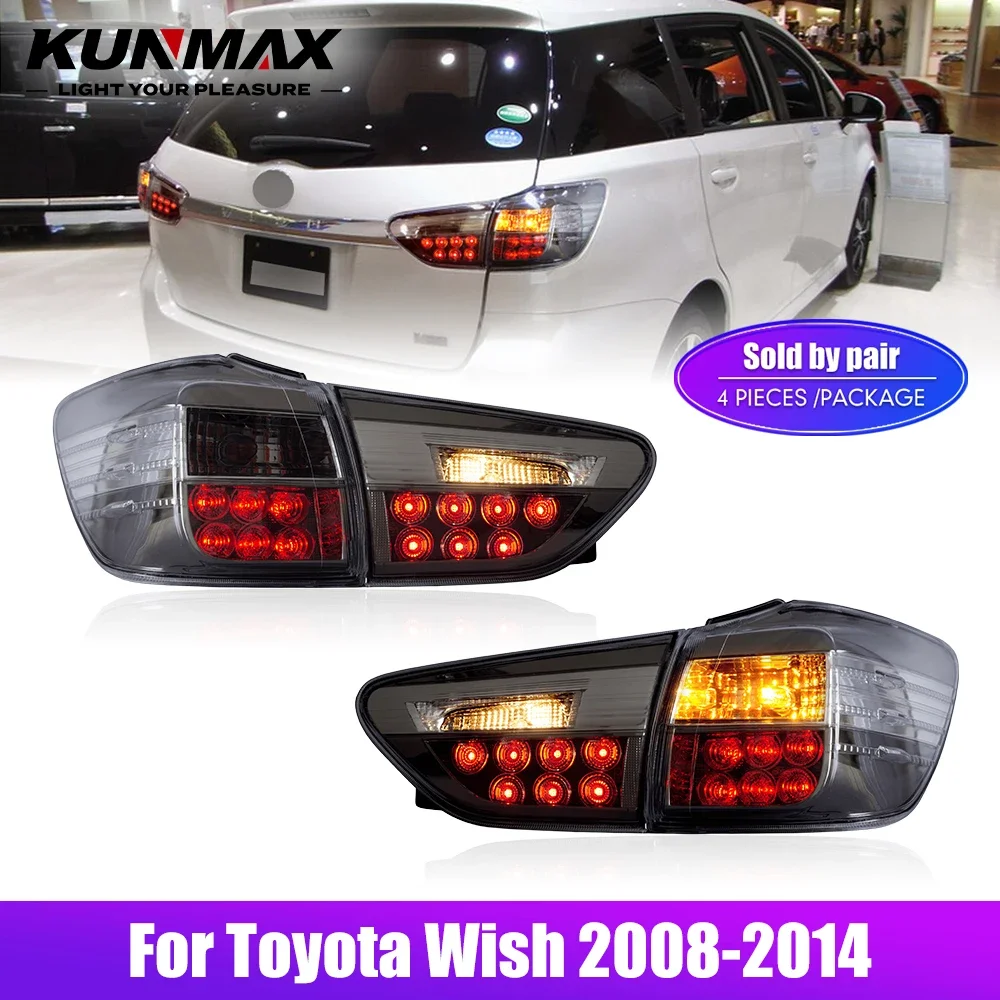 

Пара светодиодных задних фонарей для Toyota Wish 08-14 DRL, сигнал поворота заднего тормоза, автомобильный задний фонарь в сборе Plug and Play, 2 шт.