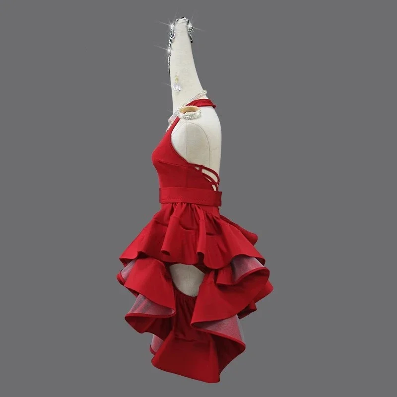 Vestido feminino de dança latina com pendão, terno profissional de competição, fantasia de palco personalizada para tango adulto e infantil, alto nível, 2024