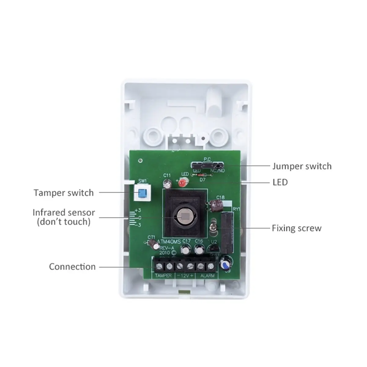 ABSF 12V Wired Infrared Motion Sensor Pet Friendly with Anti-Tamper Switch Jumper Switch 100° 12M Wide Range Detection