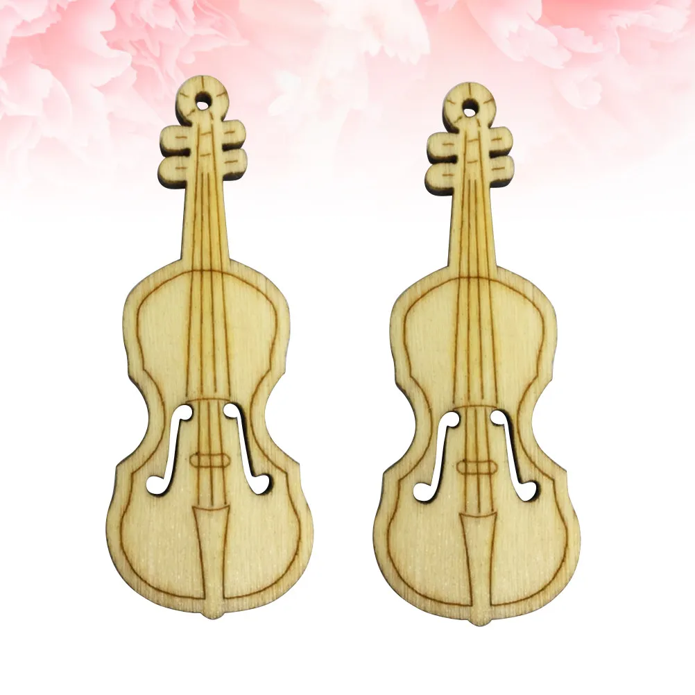 20Pcs Wooden Guitar Hanging Ornament Handmade Wood Craft Mini Musical Instrument for Wedding Party Home Decor Photography