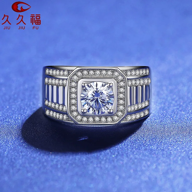 Domineering Luxury Ring for Men, PT950 Platinum with 1 Carat Moissanite, exudes strong and noble male aura.