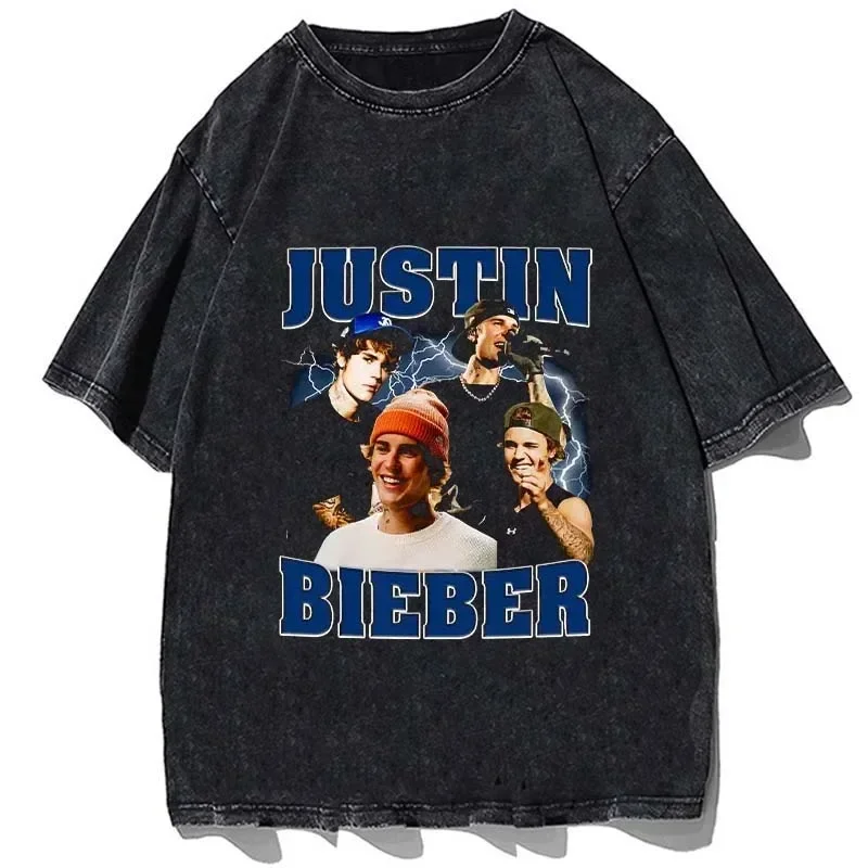 Hip hop rapper Justin Bieber T-shirt fashion cotton oversize shirt summer Men Women casual short sleeve tees tops streetswear