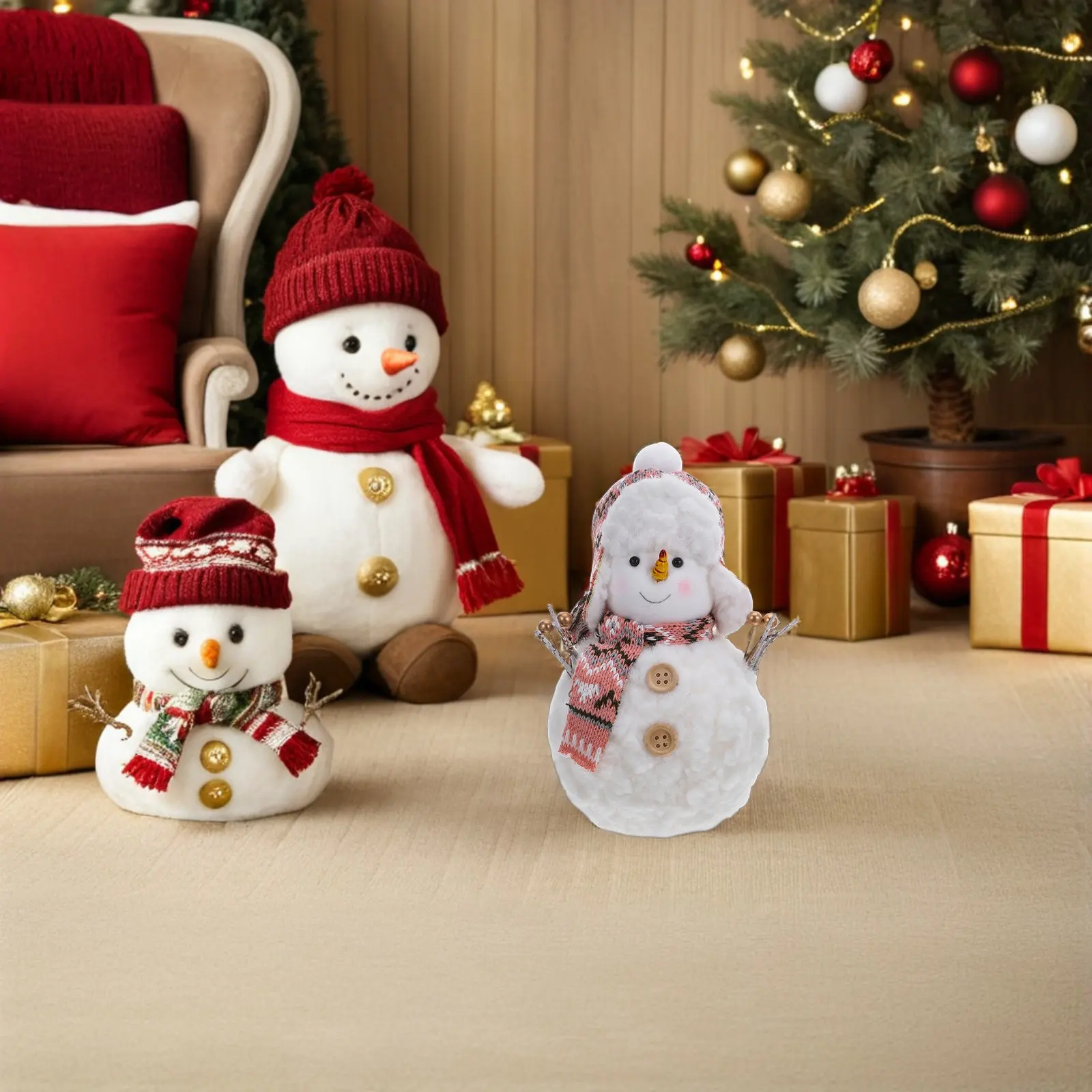 18cm Snowman Decoration for Christmas – Soft Cozy Tabletop Shelf Sitter, Rustic Holiday Indoor Ornament