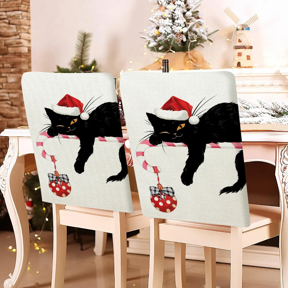 VIKAMA santa claus christmas tree red chair covers stretch removable washable xmas home decoration 2/4/6 pcs set
