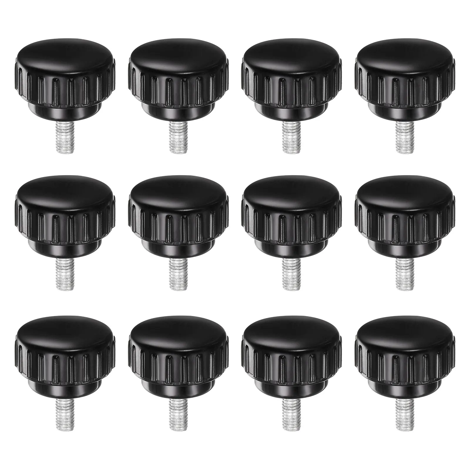 12Pc Round Head Handle Hand Screw Plastic Knurled Knobs Thumb Zinc Plated Carbon Steel Screw M3 M5 M6 Male Thread 14mm 25mm Head