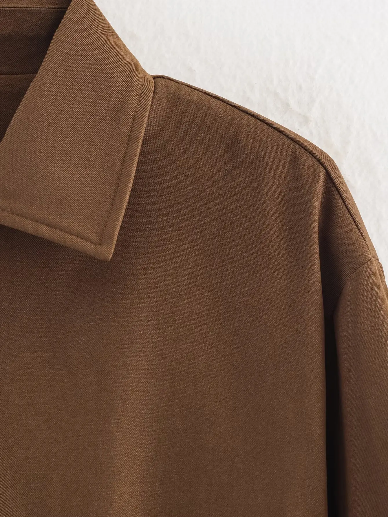 Women's Bomber Jacket Lapel Long Sleeve Zipper Pocket Jackets Women 2025 High Street Vintage Lady Motorcycle Outwears Loose Coat