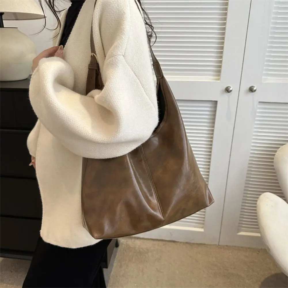 

Элегантная сумка-тоут из мягкой кожи, большая вместительная однотонная сумка на плечо для поездок на работу, легкая винтажная сумка на молнии для путешествий