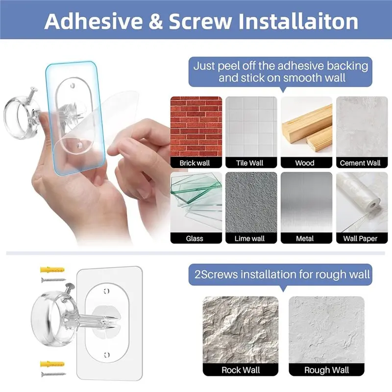 A36T-Heavy Duty Ceiling Mount Rod Brackets 10 Pack No Drill Self Adhesive Holders, Adjustable Hooks For Hangers
