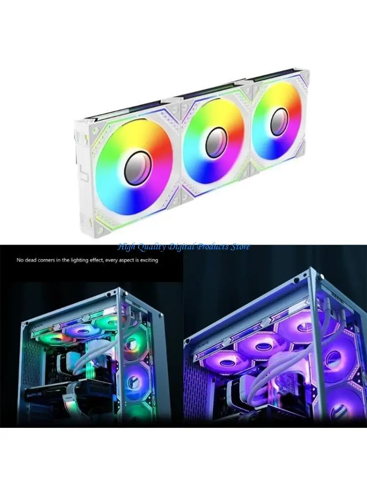 

U2JE 3PCS/Set ARGB Cooling Fans PWM Silent CPU Fan 120mm ARGB Case Cooler Fans Set 4pin PWM Silent