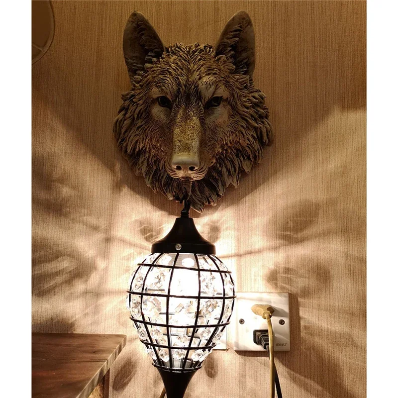 ABEL Modern Wolf Bedside Lamp Light Creative Decorative Crystal Wall Sconces Led for Home Living Room Porch