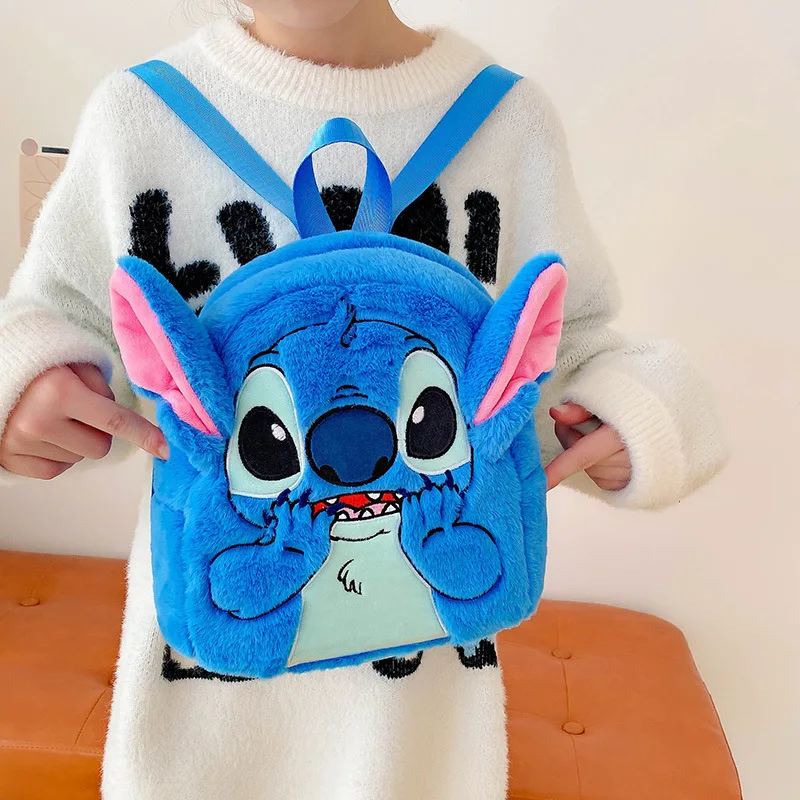 Disney Stitch Plush Backpack Ins Japanese Funny Cartoon Schoolbag Large-Capacity Student Backpack Kindergarten Bag Child Gift