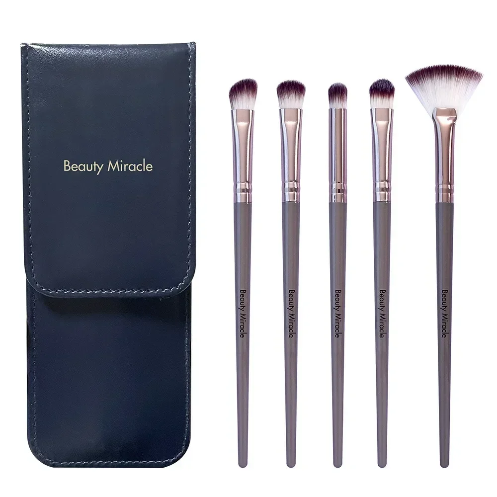 Ensemble de pinceaux de maquillage avec sac pour fond de teint, correcteurs, ombres à paupières, poudre, mélange de fard à joues, outils de beauté 5 pièces
