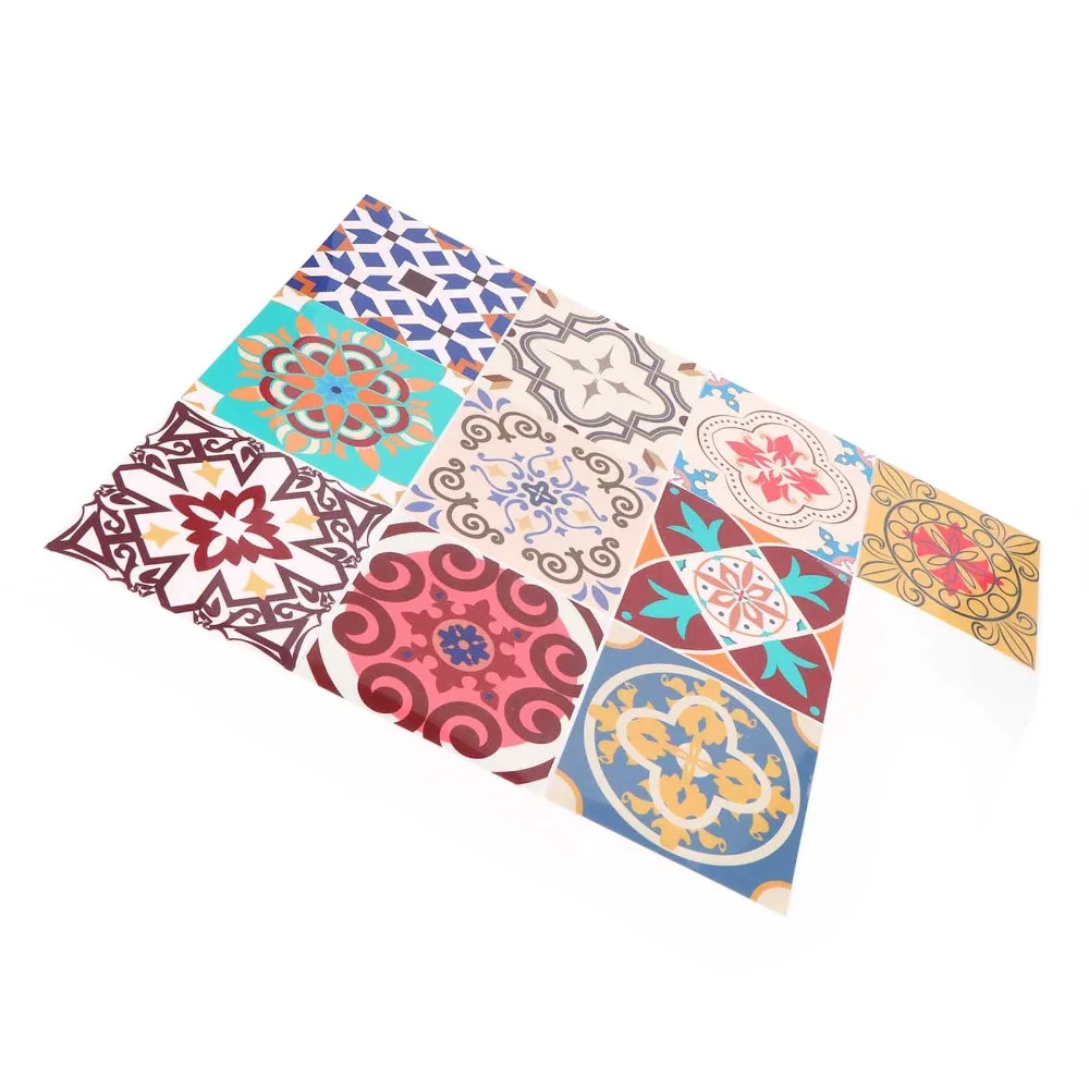 15x15cm Ceramic Tile Stickers Waterproof Oil Proof Self Adhesive Wall Decals Mirror Finish Thick PVC Wall Art Stickers