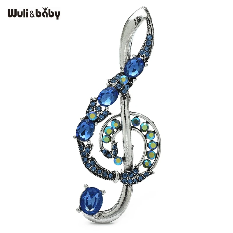 Wuli&baby Big Vintage Musical Note Brooches For Women Unisex 2-color Rhinestone Music Lover Brooch Pins Gifts