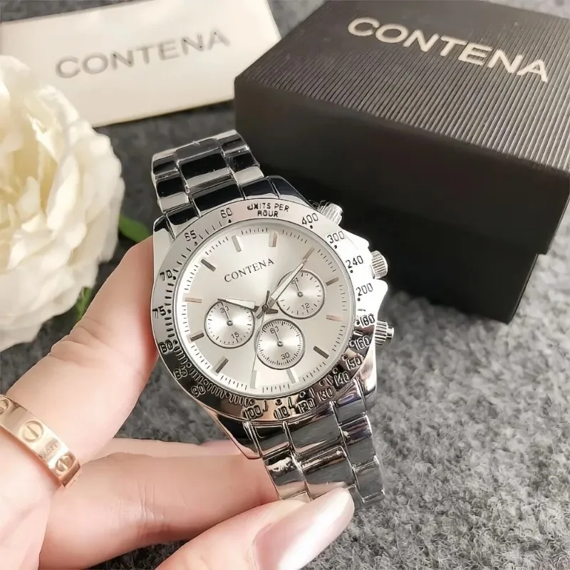 CONTENA Brand Women Analog Quartz Watch Chronograph Dial Stainless Steel Bracelet Wristwatch Fashion Elegant Ladies Watch Gift