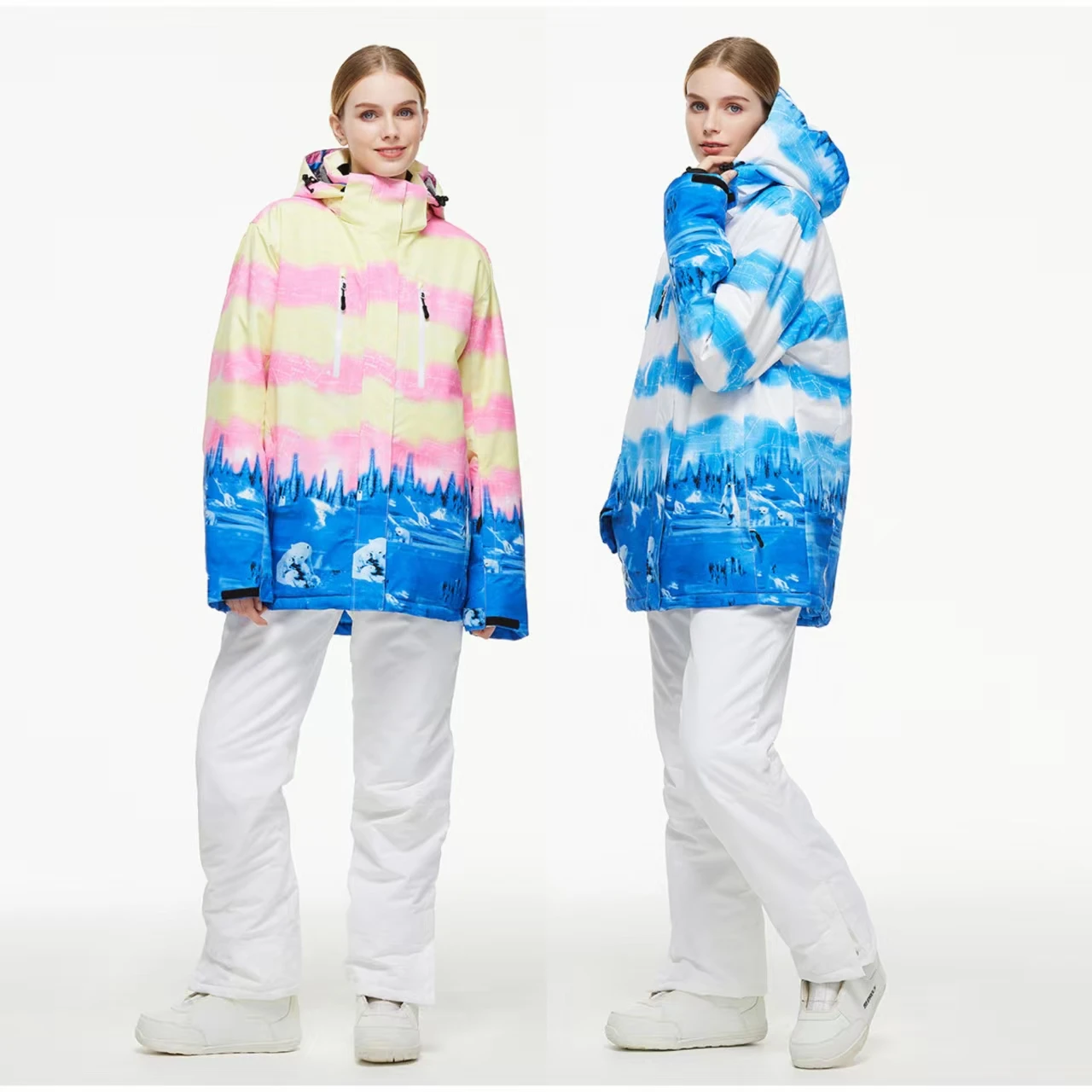 

Новый женский лыжный костюм, комплект зимней одежды, зимняя водонепроницаемая утепленная теплая лыжная одежда, куртка для сноуборда и брюки, лыжная одежда для женщин