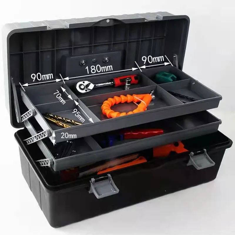 

Three-Layer Plastic Multipurpose Model Building Tool Storage Box Sewing Box Organizer and Fishing Portable Handled Storage Case