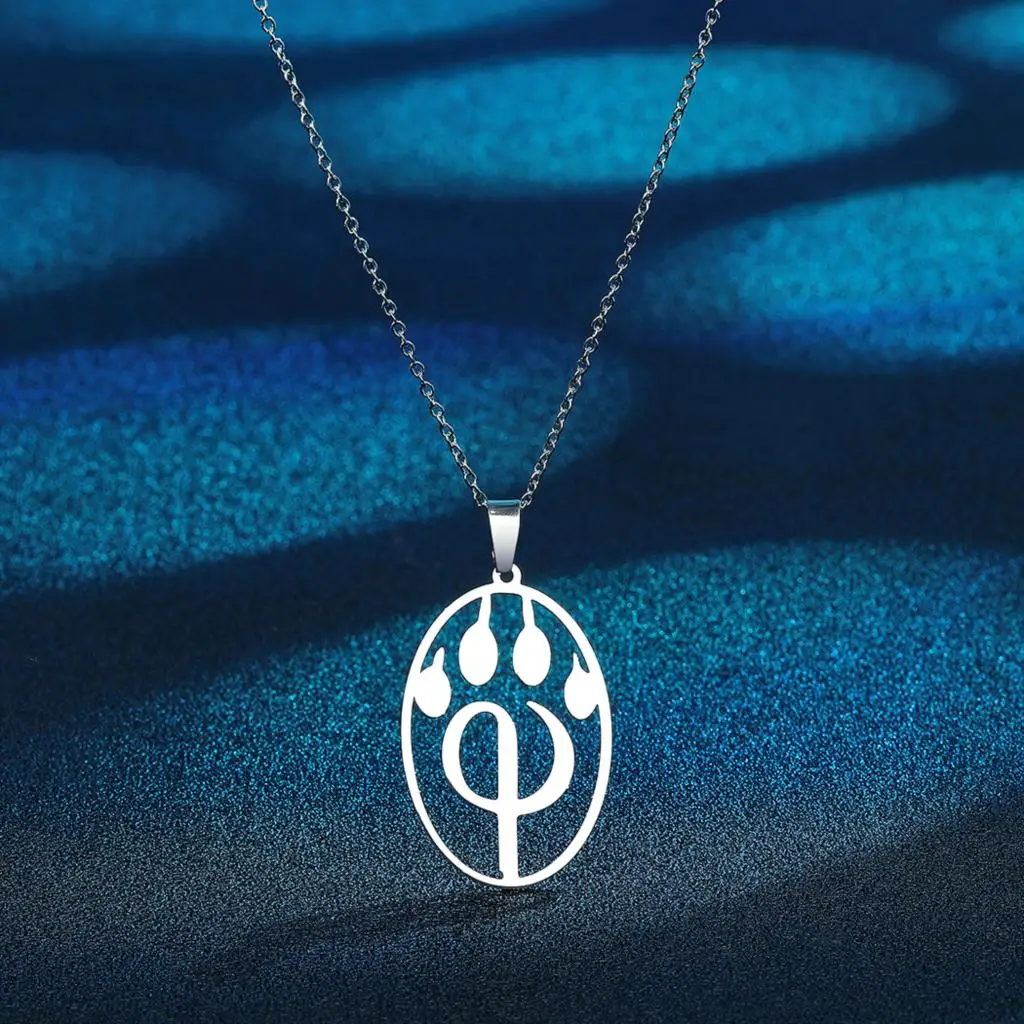 Kinitial PhiPaw Symbol Furry Pendant, aço inoxidável Furry Fan Necklace, amuleto do emblema do logotipo, colares por atacado