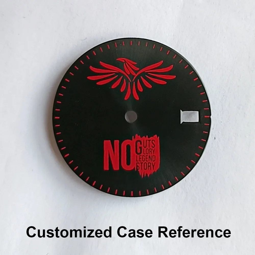 28,5-mm-Zifferblatt, geeignet für Uhren mit NH-35/36-Uhrwerk, Einzel- oder Doppelkalender, Uhrenteile, personalisierte Anpassung, LOGO/Namen/Foto, DIY – Detail 6