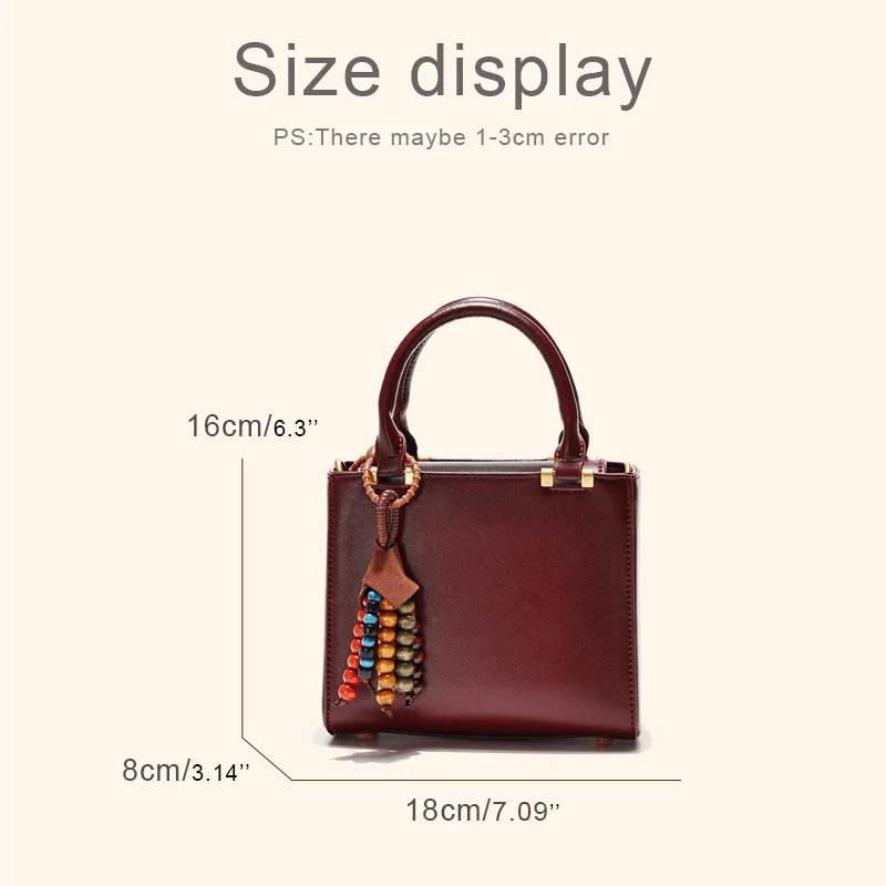 Classic Mini Box Bags For Women Luxury Designer Handbag And Purses 2026 New In PU Oil-waxed Top Handle Beaded Ornaments Shoulder