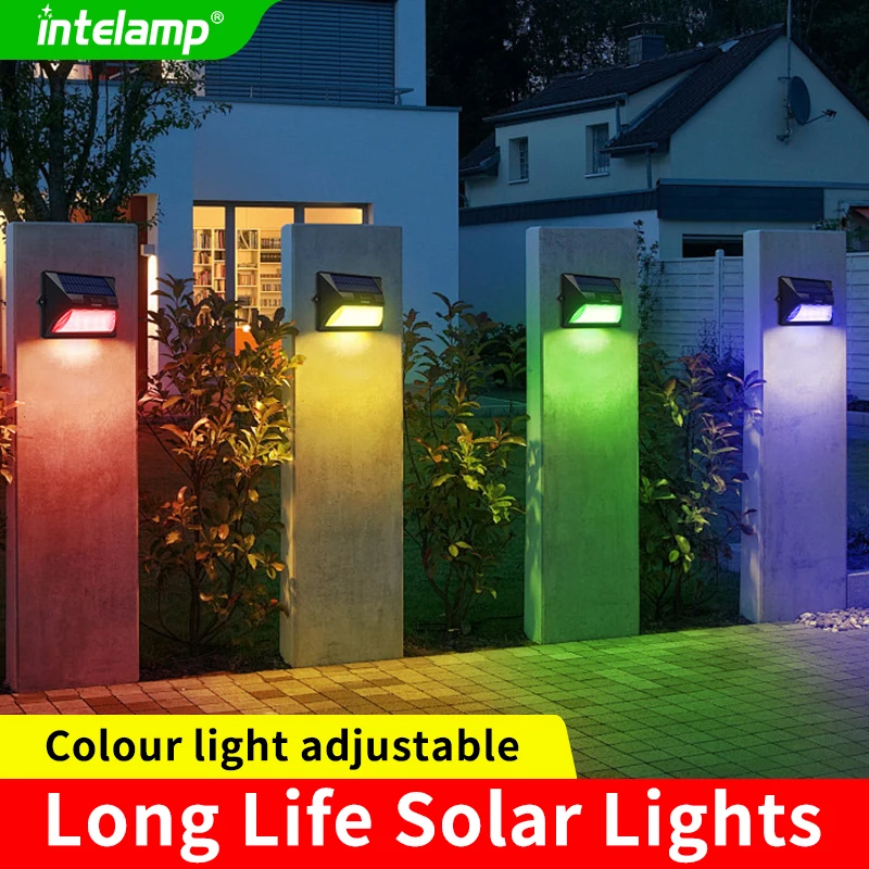 

2/6Pcs Solar Wall Lamp RGB and 9 Color Lighting Solar Fence Lights Outdoor IP65 Waterproof for Patio Courtyard Decoration Lights