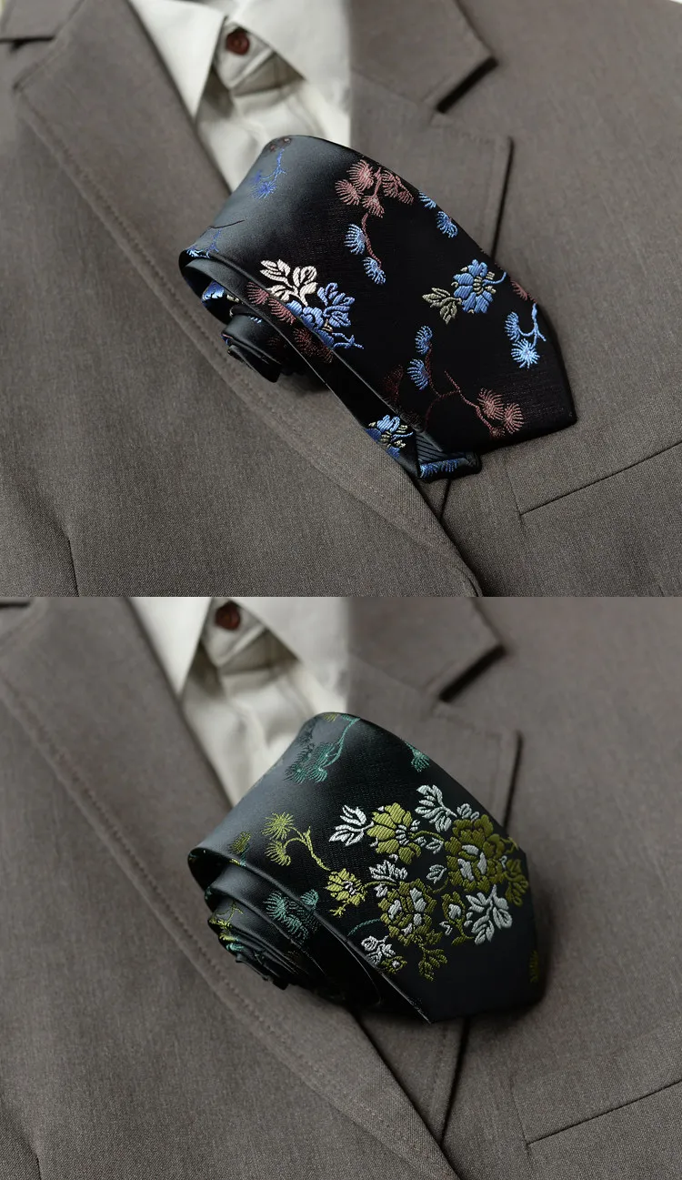 8cm Neue Blumenkrawatte für Herren Vintage Luxus-Krawatte mit Bambus- & Blumenmuster für Anzug und Hemd – Detail 16