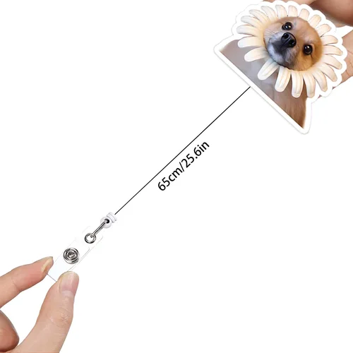 Imagen 2 del producto Soporte de insignia acrílico Meme de perro divertido, carrete de insignia retráctil fácil de tirar, cordón para tarjetero, etiqueta de nombre, llave, accesorio de enfermera, 1 ud.