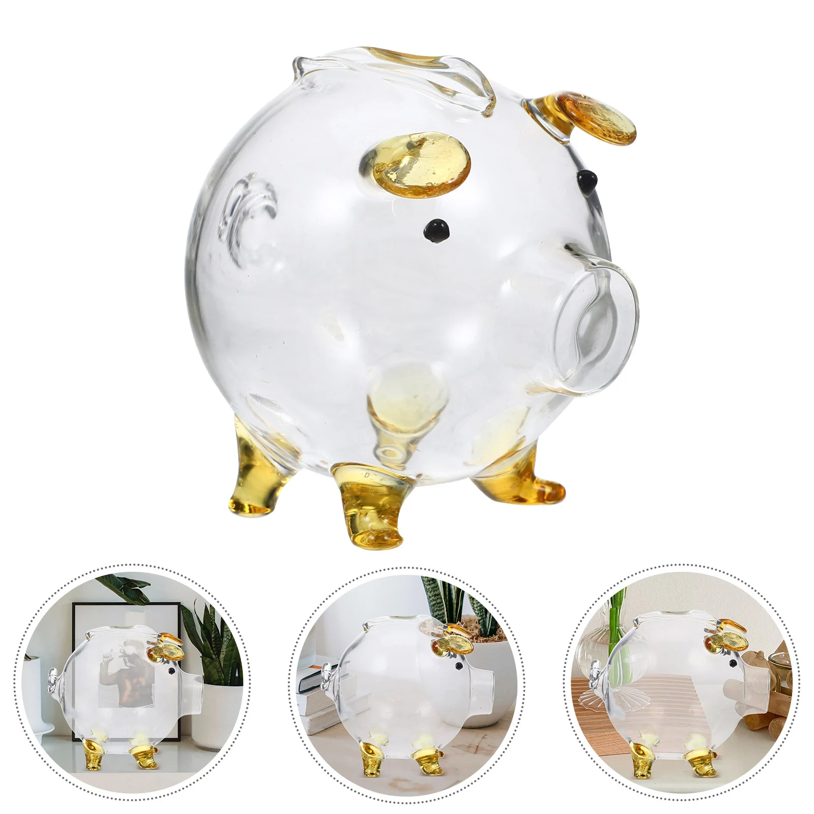 Piggy Bank Children Money Boxes Pig-shaped Girls Mini Decorative Kids Banks Transparent Yellow Saving Pot Cartoon