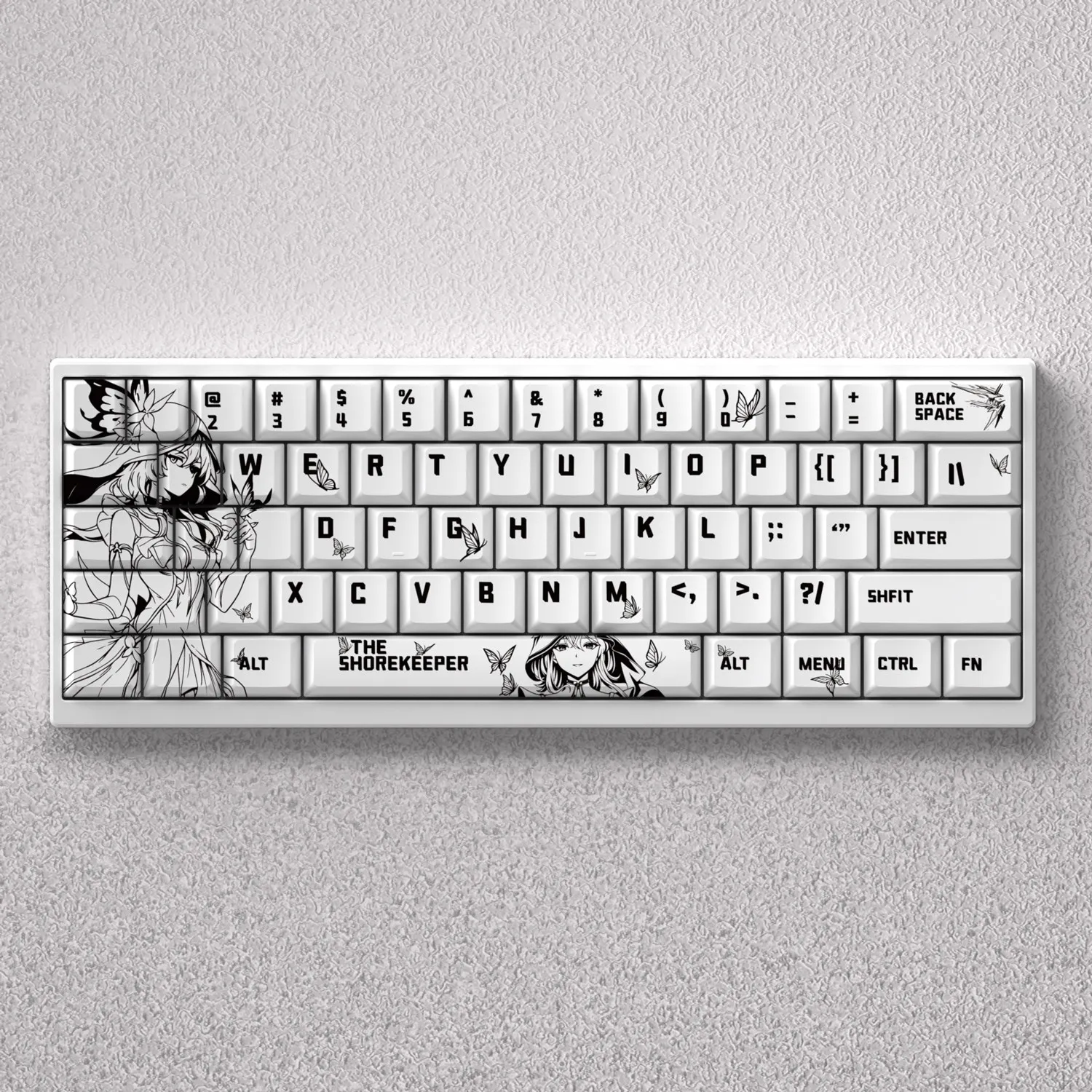 98 Keys Wuthering Waves Keycaps The Shorekeeper Theme Keycap PBT DYE-Sub Cherry Profile Key Cap for Made68 Mad68 Wooting60 EV63