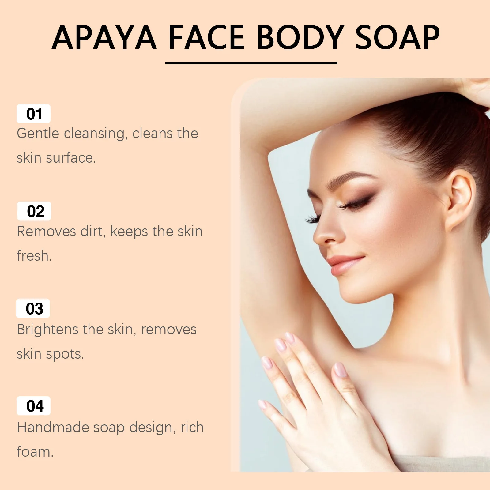 Oceaura papaya cúrcuma sabonete de banho nutritivo limpeza profunda melhorar a pele maçante remover sujeira suave epidermis corpo hidratar sabonete de banho