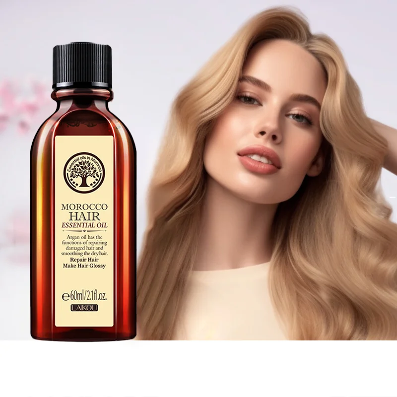 LAIKOU Marokko Hair Essential Argan Essence Oil Feuchtigkeitscreme, aufhellend, glatt, nährend, reparierend, trockenes, geschädigtes Haar, 60 ml