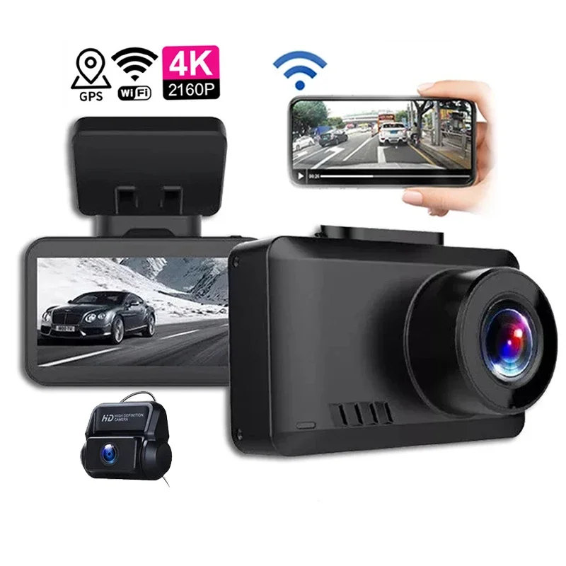 Dual Lens GPS WIFI Car Dash Camera 4K Night Vision Dash Cam