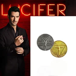 Lucifer Morning Star Satanic Pentecostal Coin Cosplay Costume Props TV Show Badge Commemorative Halloween Metal Accessories