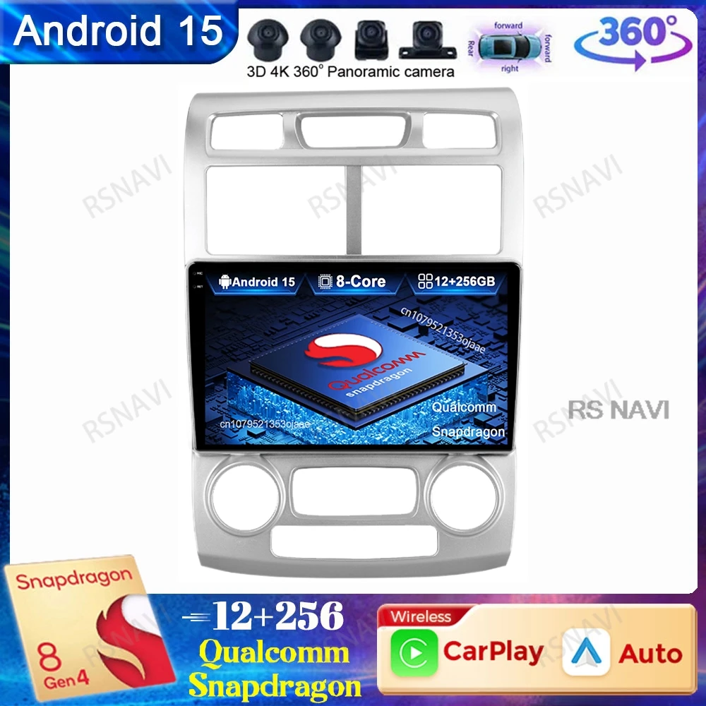 

Автомобильный радиоприемник Android 15 для Kia Sportage 2 2004 2005 2006 2007-2010 QLED GPS Стерео BT Viedo Player DVD-навигация Qualcomm DSP