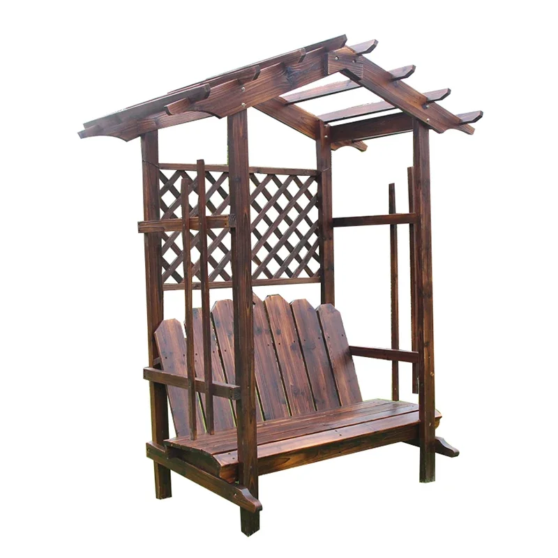 

Preservative wood flower stand, outdoor carbonized wood arch chair vine climbing frame