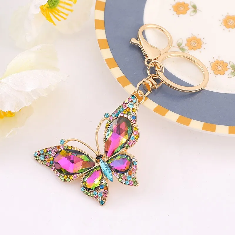 Animal Butterfly Full Rhinestone Key Chain Women Handbag Pendant Alloy Keyring Crystal Car Pendant Jewelry Key Accessories