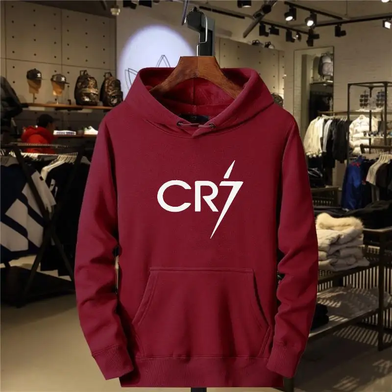 2024 Men\'s and Women\'s Casual Sports CR7 Printed Loose Fashion Casual Long sleeved Pullover Fleece Casual Sports Hoodie Top