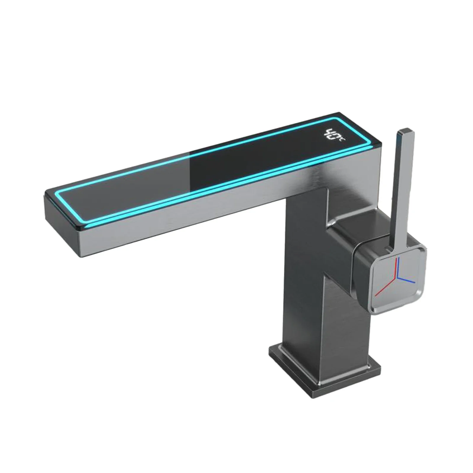 Digital Faucet Washbasin Faucet Waterfall With Hose Copper For High-End Washing Basins LED Display Numeric Display