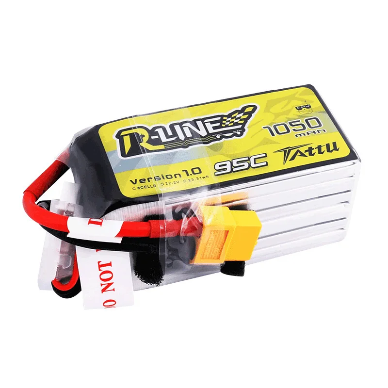 TATTU-RC LiPo Bateria, RC Helicóptero, Quadcopter, FPV Corrida Drone Peças, XT60 Plug, Bateria 6S, R-LINE 1.0, 95C, 22.2V, 1050mAh