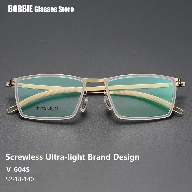 

Norway Classic Business Square Eyeglass Screwless Ultralight Glasses Frame Men Titanium Acetate Prescription Eyewear Rubber Ring