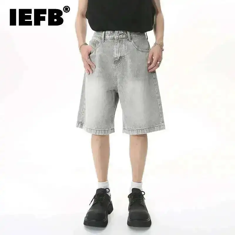 IEFB Summer Men's Casual Jeans Shorts Loose Mid High Waist Fashion Knee Lenght Denim Short Pants Vintage Male New Korean 9A8588 IEFB Summer Men's Casual Jeans Shorts Loose Mid High Waist Fashion Knee Lenght Denim Short Pants Vintage Male New Korean 9A8588