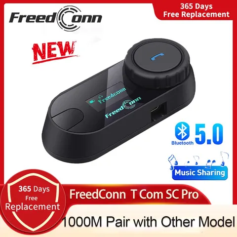 Мотоциклетная Bluetooth-гарнитура Freedconn T Com SC С Поддержкой BT 5.0, Беспроводная Связь, Музыка