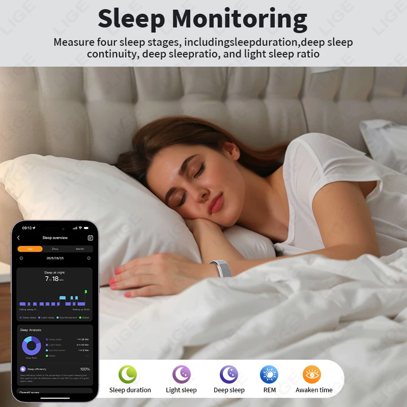 LIGE جديد ECG سوار ذكي معدل ضربات القلب الأكسجين في الدم مقاوم للماء عمر البطارية الطويل لا شاشة الرياضة اللياقة البدنية مراقبة الساعات الذكية