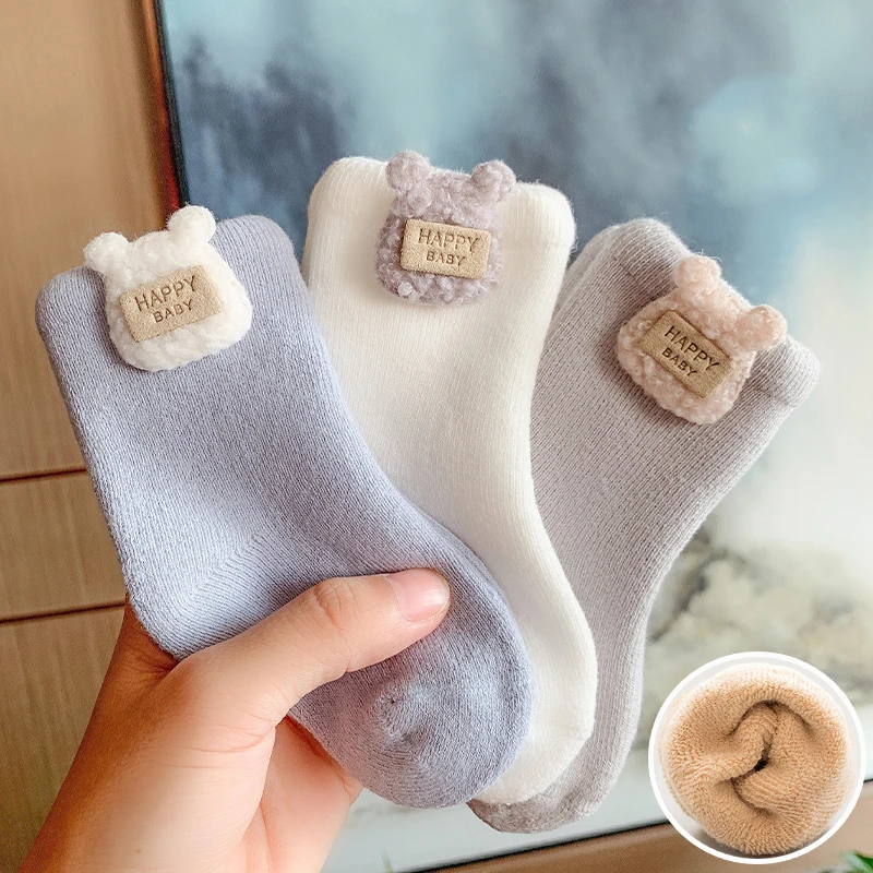 3Pairs 0-5Years Toddlers Spring Autumn Newborn Terry Sock Moisture Wicking And Breathable Dressed To The Nines Fashion Of Animal