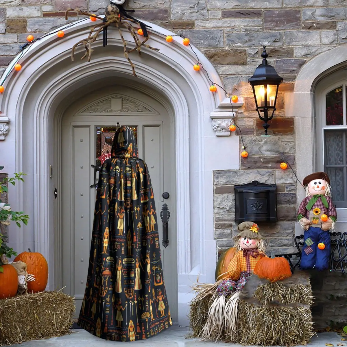 Capa longa com capuz, arte egípcia antiga, fantasia medieval de bruxa, capa cosplay, halloween, vampiro, adulto, unissex