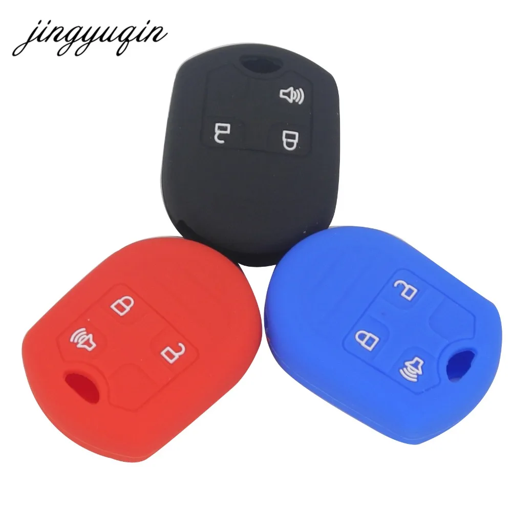 jingyuqin Remote Silicone Key Case fit for FORD Edge Explorer Flex Focus Taurus Escape Mustang for Mazda 3 Button Key Cover Fob