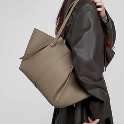 Toptrends Cow Genuine Leather Trapeze Underarm Shoulder Bags For Women 2026 Luxury Designer Large Capacity Tote Ladies Handbags