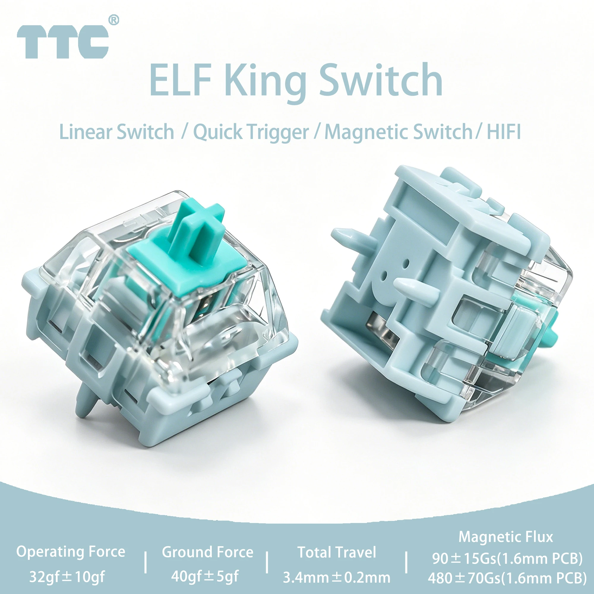 TTC ELF King Magnetic Switches 32gf Linear Creamy Switches HIFI RGB Custom DIY For 75% Gaming Magnetic Keyboard Mechanical Gamer