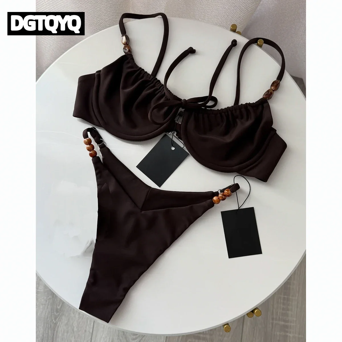 Push Up Bikinis 2026 Sexy Women Swimsuit Swimwear Female Bikini Set Beads Biquini Bathing Suit Dot Swimming Suit Beachwear