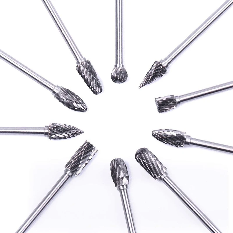 Wolframkarbid-Rotationsfeilen-Set, Fräser, 1/8“ Doppelschnitt Dremel Zubehör für Holzbearbeitung, Schleifen, Schnitzen, 10 Stück – Detail 4